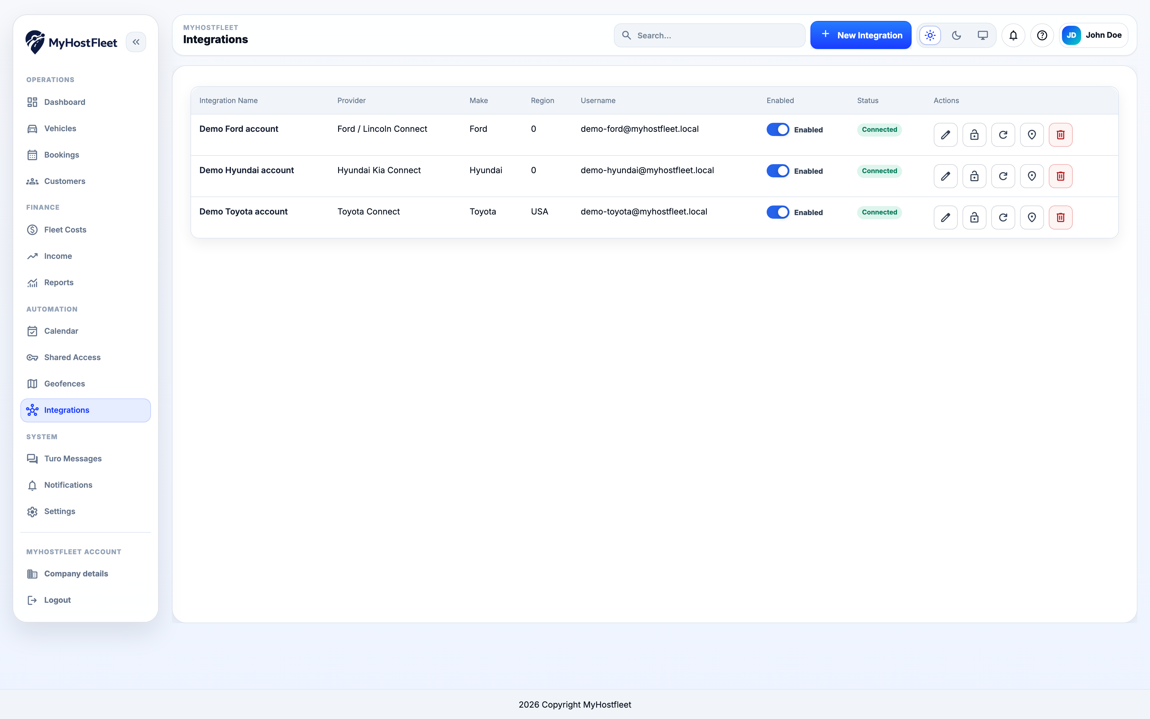 Integrations screenshot